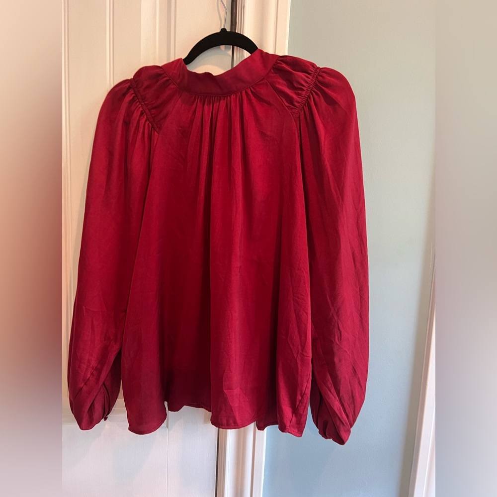 Banana Republic Silky Burgundy Long Sleeve Large Top